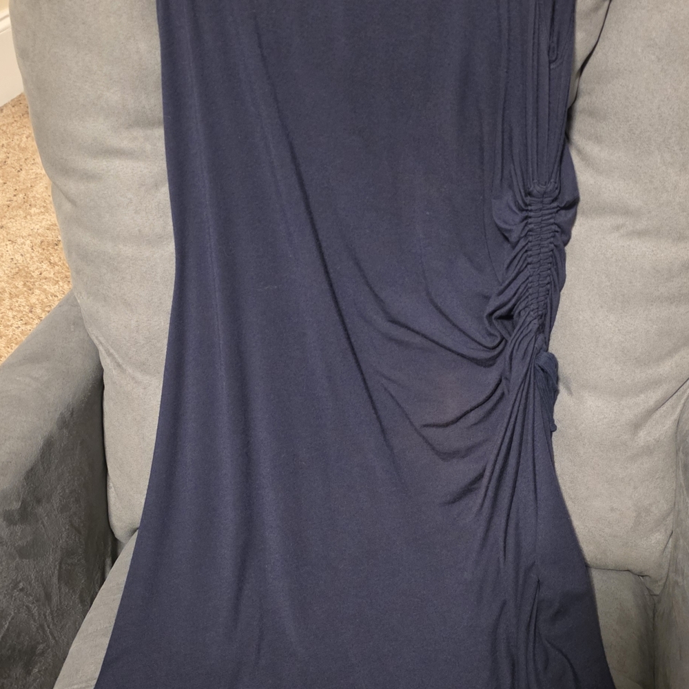 Athena Navy Asymmetrical Side-Ruched Dress